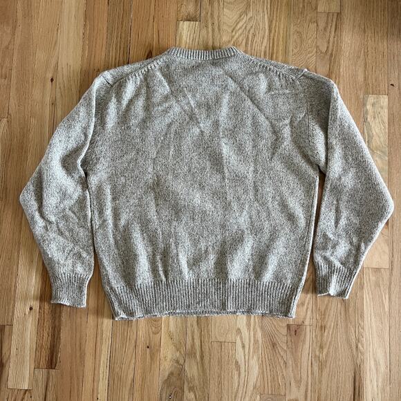 Vintage 1990 Eddie bauer wool sweater tan pink roses - Picture 9 of 10